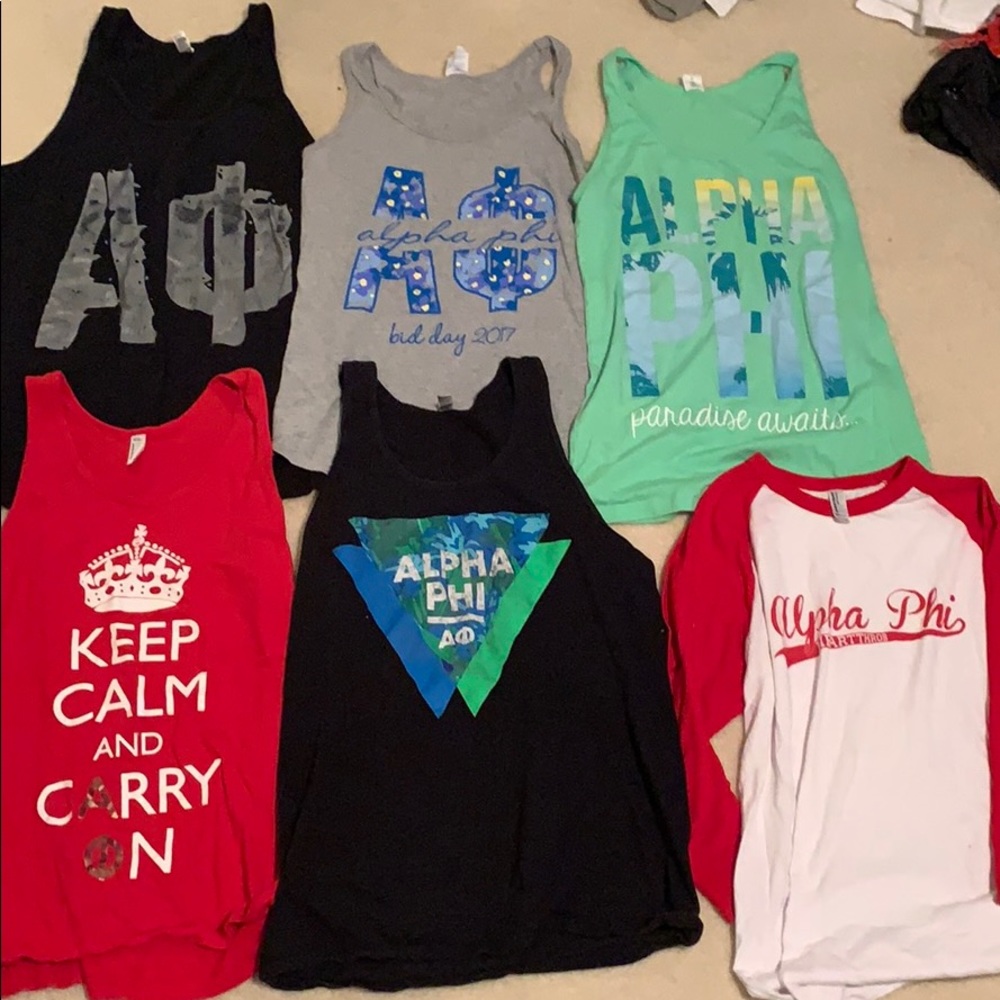 Lot of 6 alpha phi shirts szM (will sell separate)